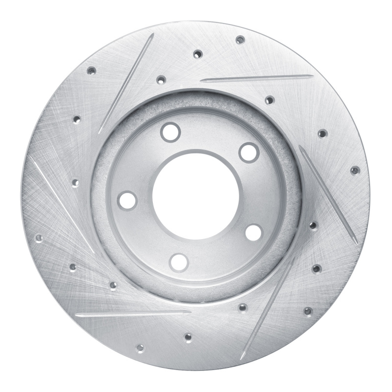 Mazda 626 Brake Rotor (1) - Front Right - R1 Concepts - Drilled & Slotted - Silver - `92-`03
